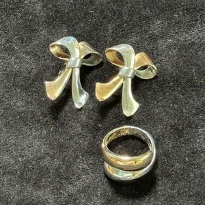 Vintage Metal Bow Ring Set Coquette
